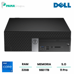 Pc Dell 7050 SFF, Core i7-7700 3.60Ghz, 32gb Ram, 1TB SSD Nvme, Windows 11 pro, Ricondizionato Grado A